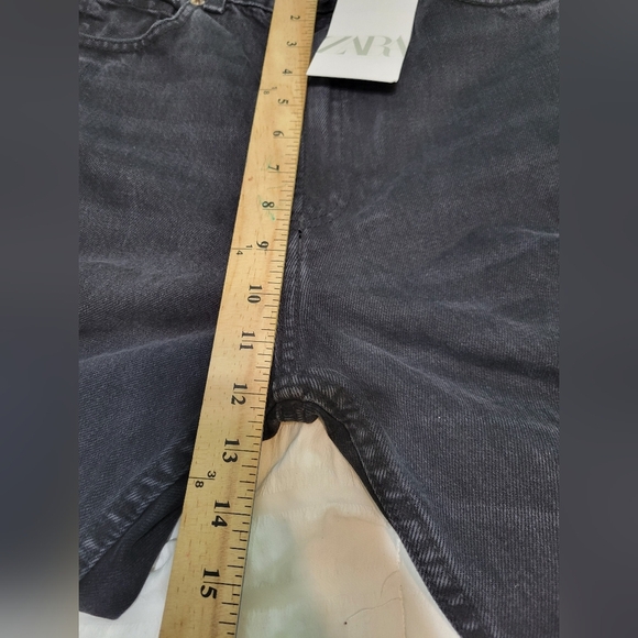 Zara Black Wide Straight Leg Cotton Denim Jeans  Pants Size 6 - Picture 10 of 11